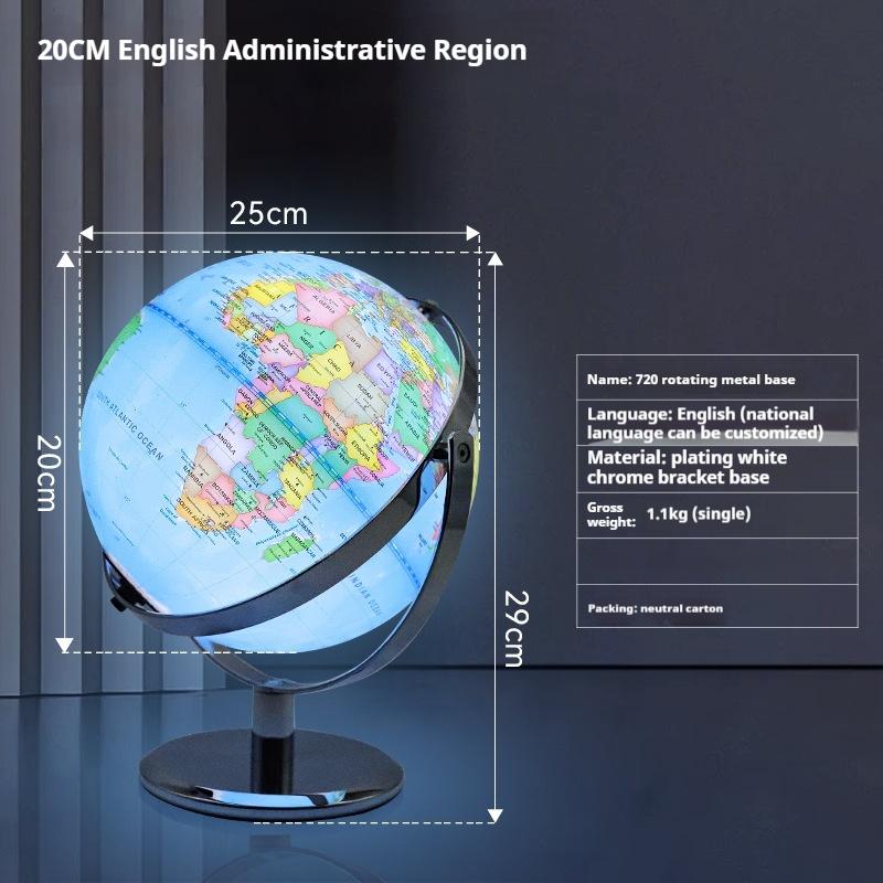 

20/25/32см Глобус Землі 360°720° Обертовий Металева Підставка Глобуси Шкільне Географічне Навчальне Приладдя Люмінесцентний Англійський Глобус Землі