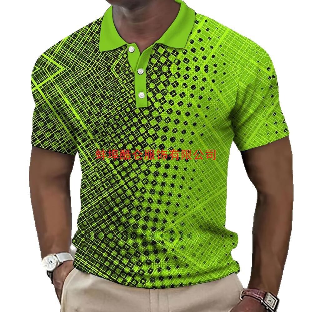 Trendy Short-sleeve Polka Dot Polo Shirt, Perfect for Casual Daily Wear.