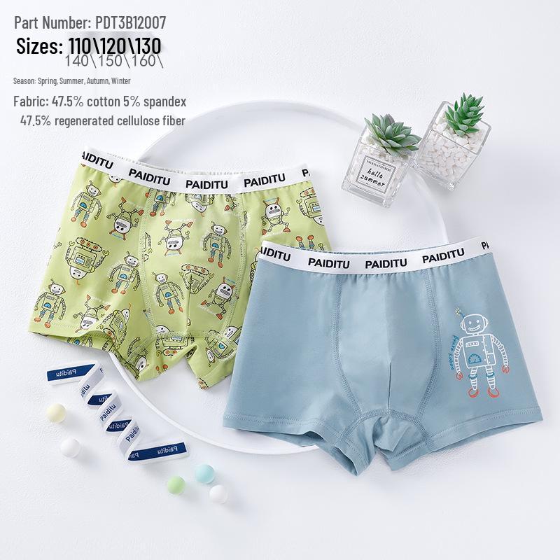 Boys' Pure Cotton & Modal Breathable Boxer Briefs, Sweat-Wicking, 50-Pack, Available In Small, Medium, Large