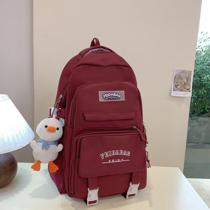 Trendy Korean Style Casual Backpack For Students With Large Capacity Lightweight Design красный