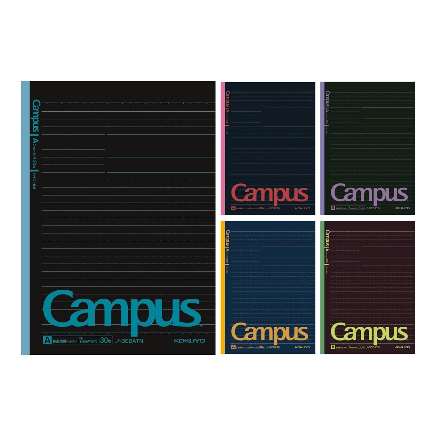 Тетрадь Kokuyo Campus B5, 5 штук, в точку, в клетку A, черный цвет - Идеально для школы и офиса