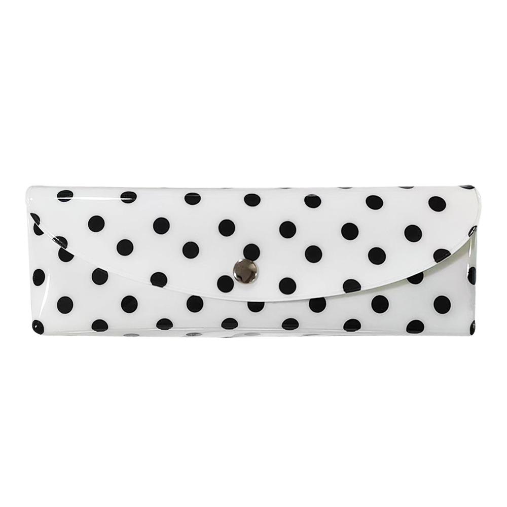 

Simple PVC Pencil Case Polka Dot Design Snap-button Type Stationery Pouch Pen Pouch Back To School білий