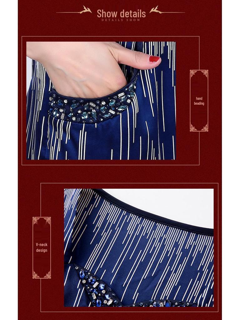 2022 Summer Heavyweight Mulberry Silk Dress with Beading - Slimming & Figure-Flattering Women's Clothing