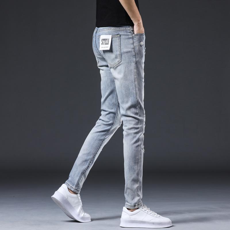 New Summer Jeans Slim Nine-point Stretch Casual Long Pants for Men