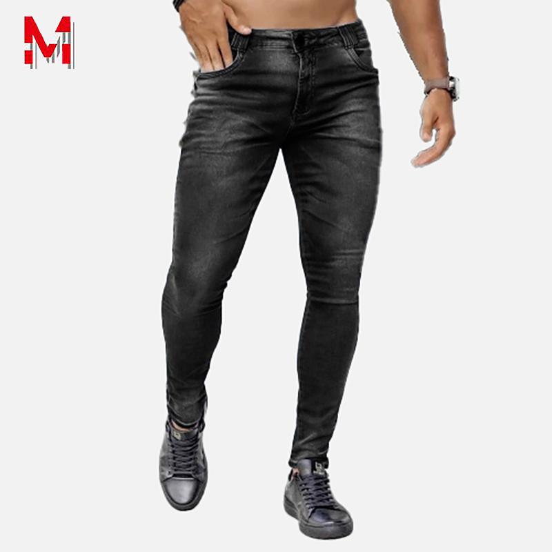 

Мужская мода Skinny Bleached Jeans Casual Street Washed Denim Pants Stretch Slim Fit Pencil Jeans Брюки