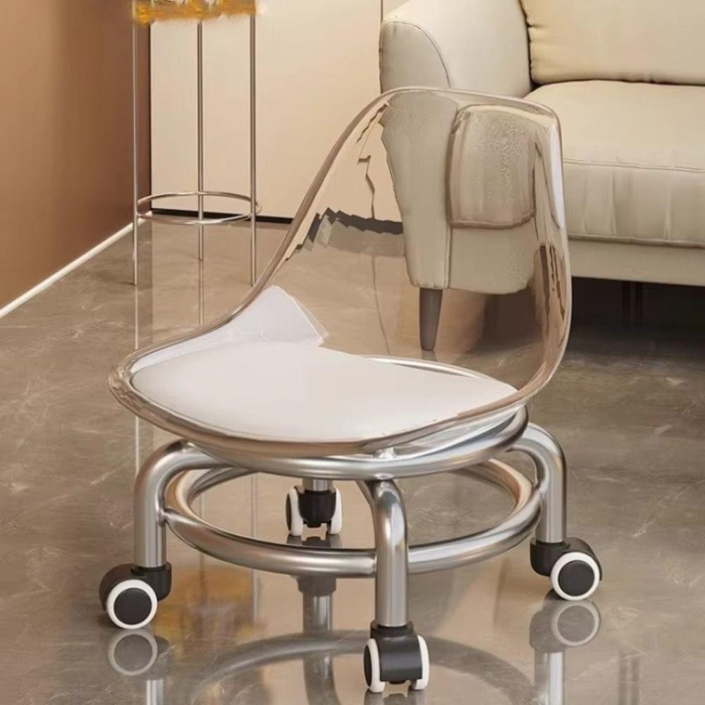 Acrylic Low Stool Universal Wheel Shoe Changing Stool Backrest Stool Changing Shoes Use