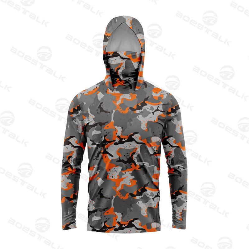 Mens Quick-Dry UV Protection Fishing Hoodie With Face Cover Lightweight Long Sleeve Outdoor Angling Summer Fall