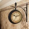 Antique Iron Double Side Wall Clock Easy Read Hanging Wall Clocks Home Decors for Outdoor Indoor Photography Props