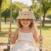 Children Sun Hat, Adjustable Elastic Headband Summer Hat, Breathable Hollow-Top Design Kids Hat, Foldable Bunny Ears Cartoon Print Outdoor Hat
