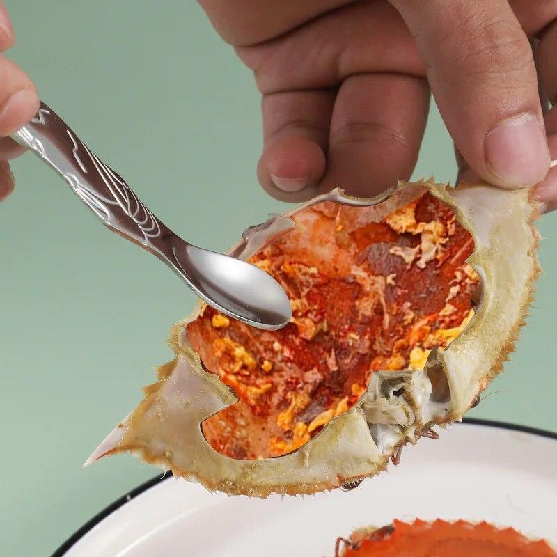 1 sett 304 rustfritt stål krabbespiseverktøy Kreativ krabbegaffel og krabbetang for hjemmebruk Kjøkkenverktøy