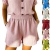 Women's Fashionable Casual Multi-colored Pocket Comfortable Cotton And Linen Shorts