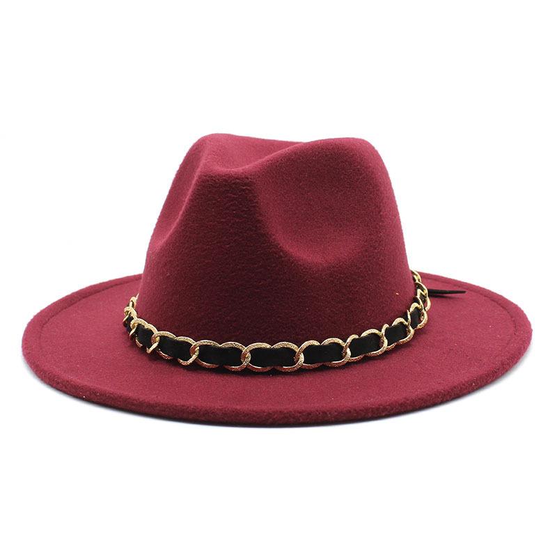 British Jazz Hat Men'S And Women'S Wool Hat Simple Felt Big Eave Hat Tide Flat Edge Hat