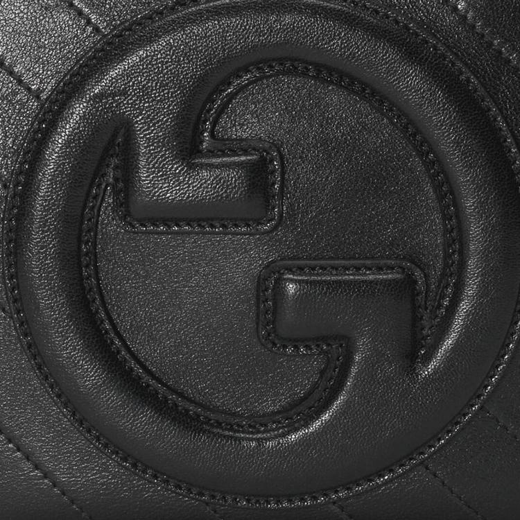 Gucci Blondie Runde Ineinandergreifende Doppel-G Reißverschluss Leder Schulter Crossbody Handtasche Damen Handtaschen Schwarz 744434-1IV0G-1000