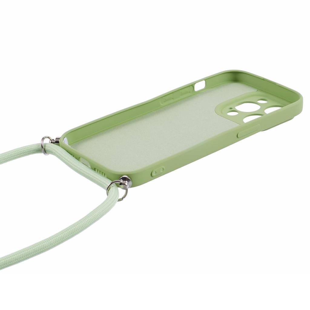 For iPhone 15 Pro Case Candy Color Rubberized Phone Cover with Long Lanyard