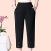 Pantaloni da donna Pantaloni da donna di mezza età Pantaloni casual traforati Pantaloni estivi da donna slim cropped Pantaloni larghi a vita alta elastica