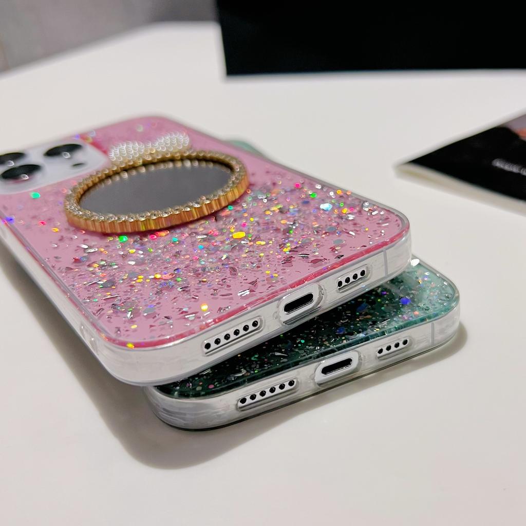 Epoxy ins wind mirror mobile phone case for iPhone16promax makeup mirror Apple 15pro