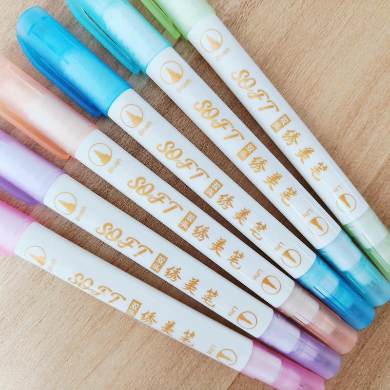 6-farbige doppelseitige Stickmarker-Stifte für Schüler und Planer