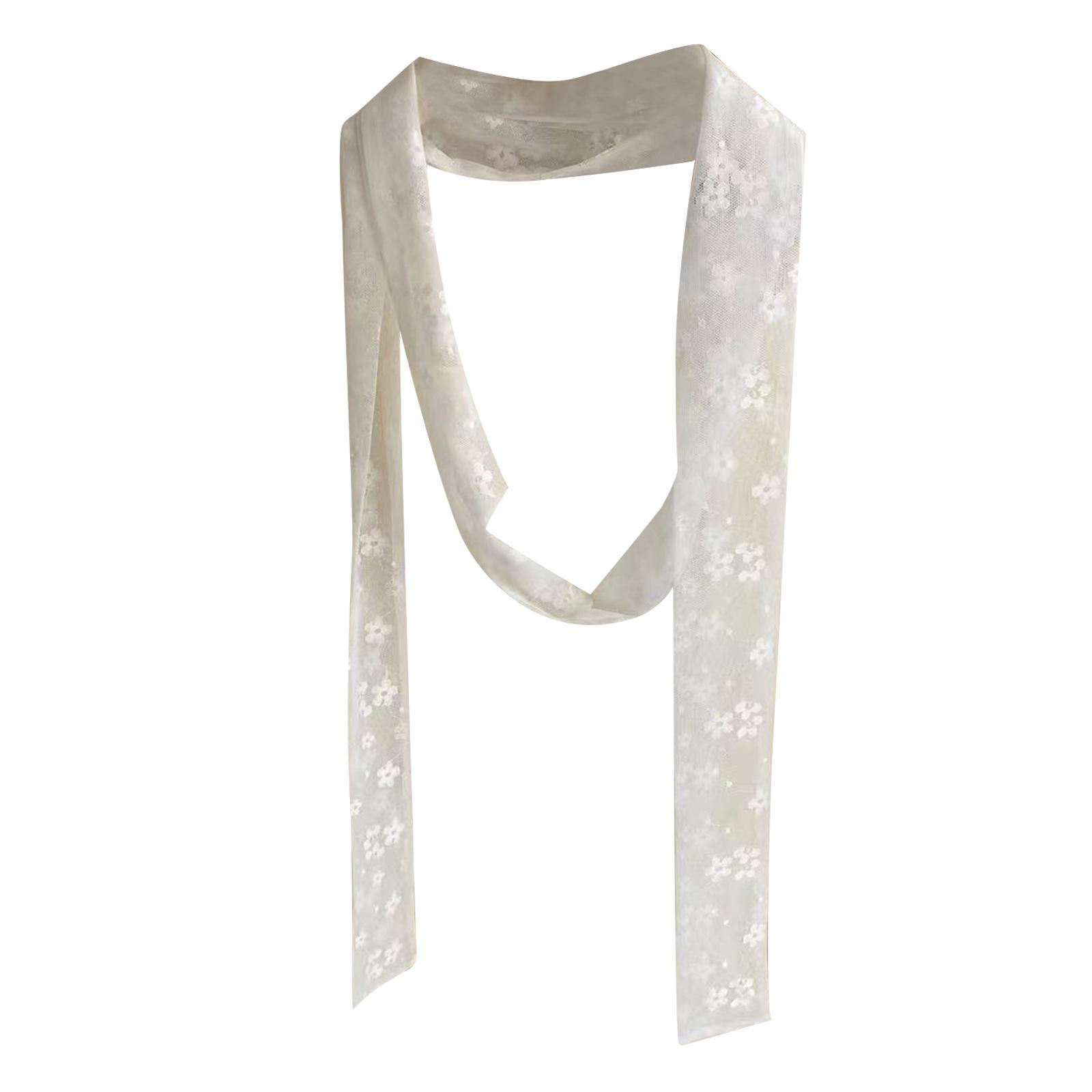 

Элегантный кружевной шейный платок для женщин, регулируемый узкий шарф с лентой, шарф на ключицу, шейный платок, завязанный вручную поясной ремень, повязка на голову C