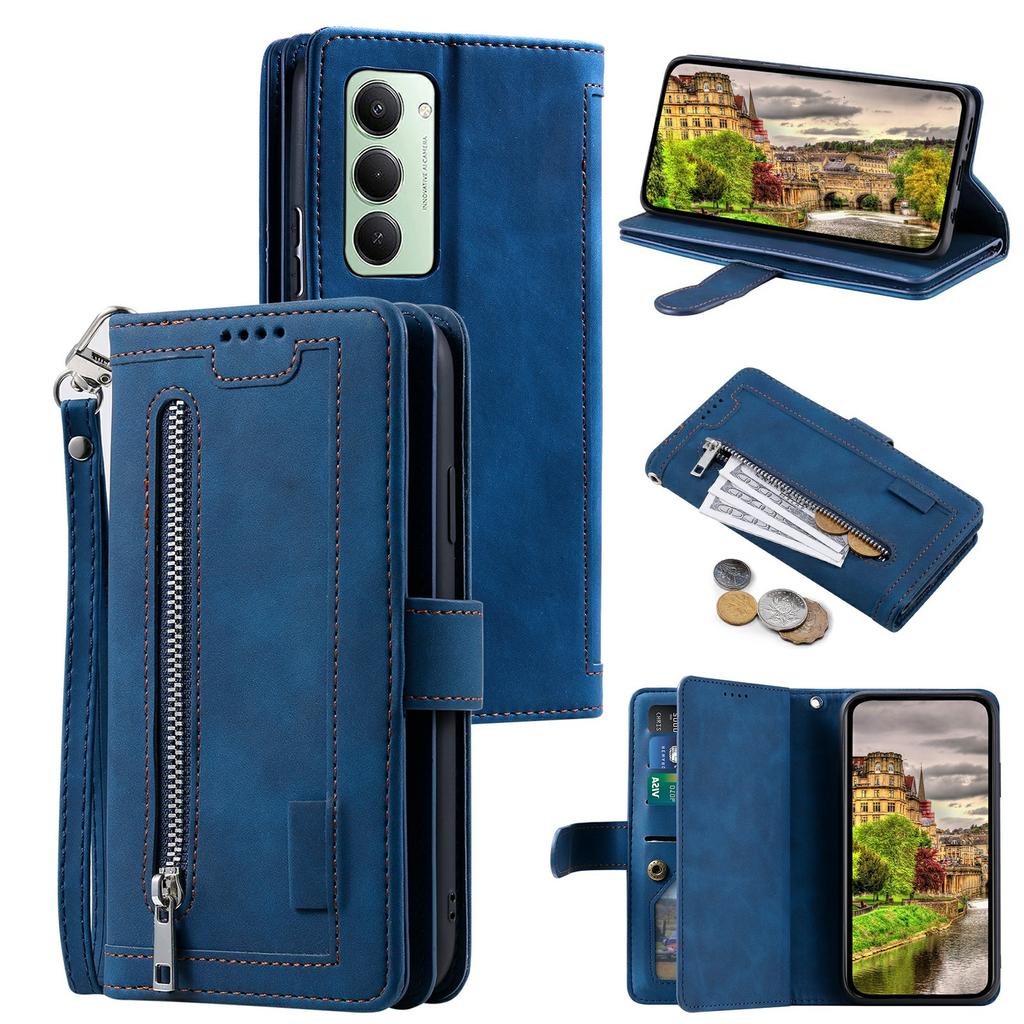 For Xiaomi Redmi 15 5G (Global) (169mm) Case 9 Card Slots Zipper Wallet PU Leather Phone Cover with Wrist Strap