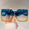 1pc Women Full Frame Square Shaped Sunglasses Fashionable Oversize Leopard Print Gradient Shades Stylish Multicolor