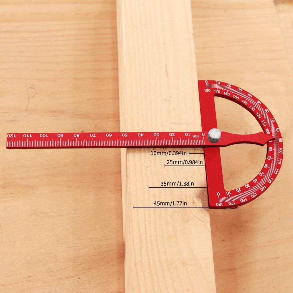 Aluminum Alloy Protractor Angle Marking Ruler, Multifunctional Protractor Woodworking Ruler for High-precision Angle Measurement