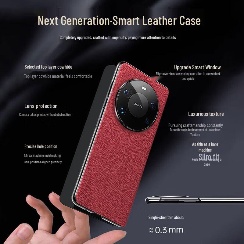 Funda con tapa de cuero genuino Eddga para Huawei Pura 80 Pro