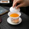 Boutique Eisjade Porzellan Handgefertigt Schüssel mit Deckel Handbemalt Duftende Hügel Gaiwan Teekanne Teekanne Teekochen Teekollektion Geschenke