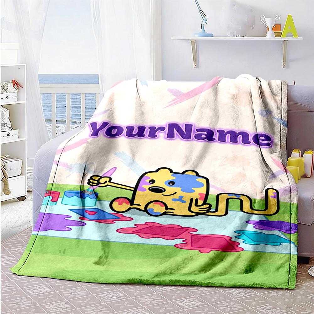 Wow! Wow! Wubbzy Personalized Name Blanket Gift Personalized Blanket Warmthful Decor for Seaside Picnics Couch Bed Ideal for All Seasons