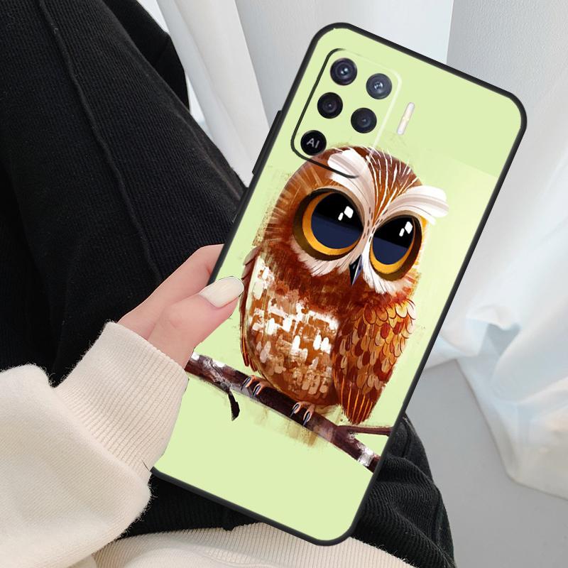 Cute Owl Cartoon Case For Oppo A18 A38 A58 A78 A98 A80 A60 A40 A96 A76 A16 A94 A74 A54 A15 A17 A57 A77 A5 Pro