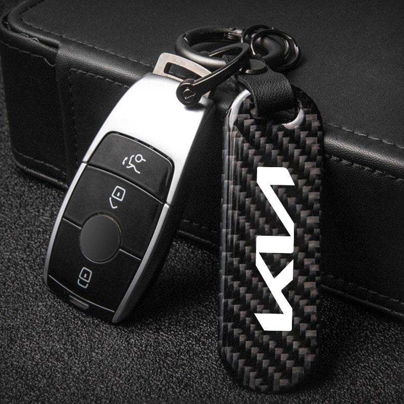 YDHM8 Carbon Fiber Car Decoration Keychain Key Ring for Kia Sportage Ceed Picanto Rio ProCeed Niro 5 3 4 K7 K5 K8 K3 Ray K9
