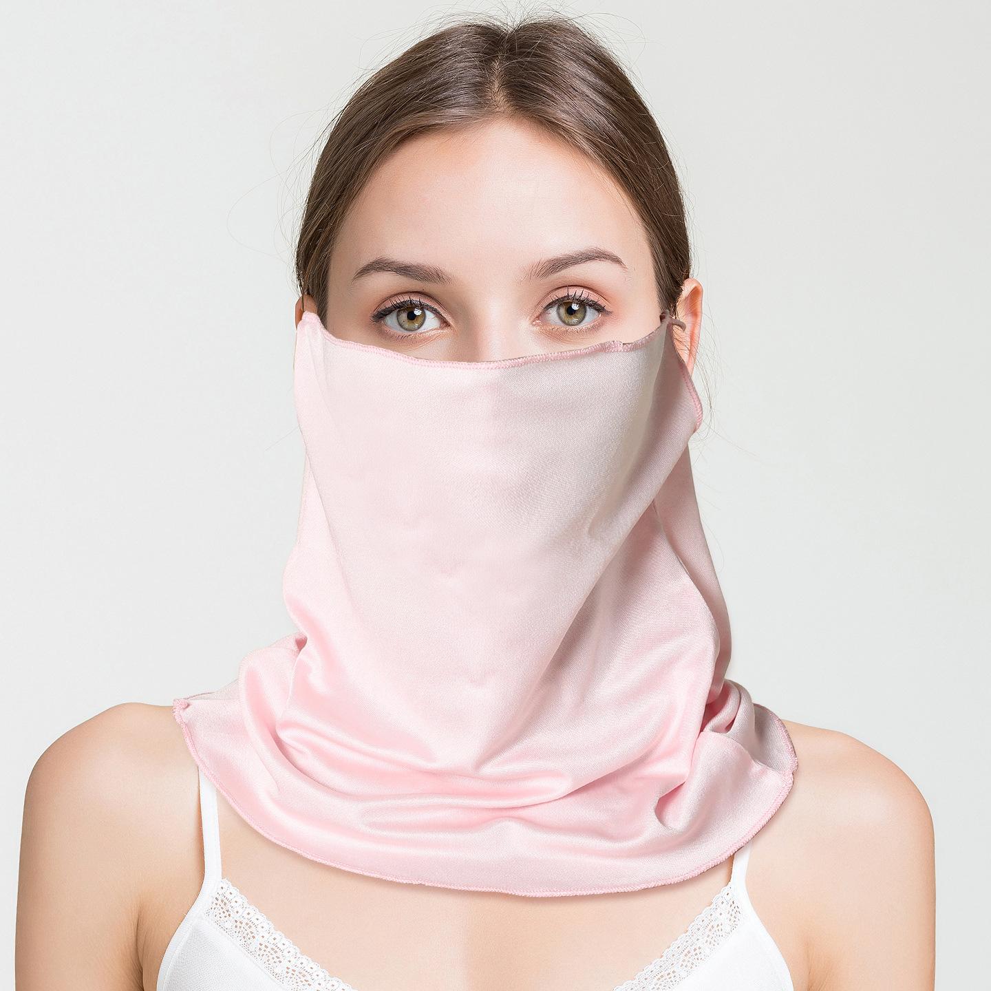 

Women s Comfortable Pure Silk Sun Protection Face Mask Full Face Cover Neck Gaiter Ear Loop Summer UV Protection Face Guard світло-рожевий колір