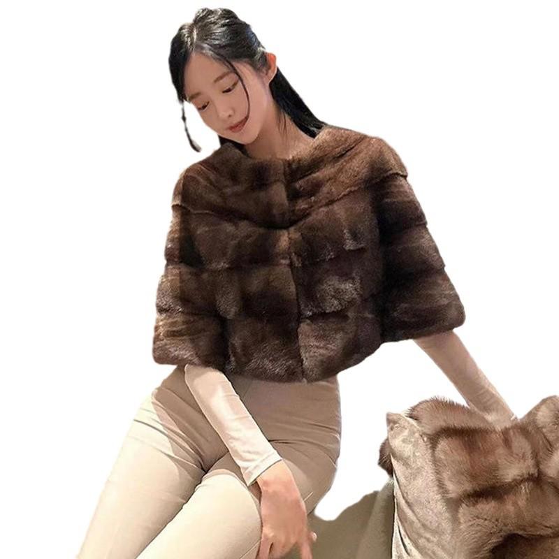 Eco-friendly Faux Mink Fur Capelet Shawl: Versatile Short Jacket for Qipao and Wedding Dress