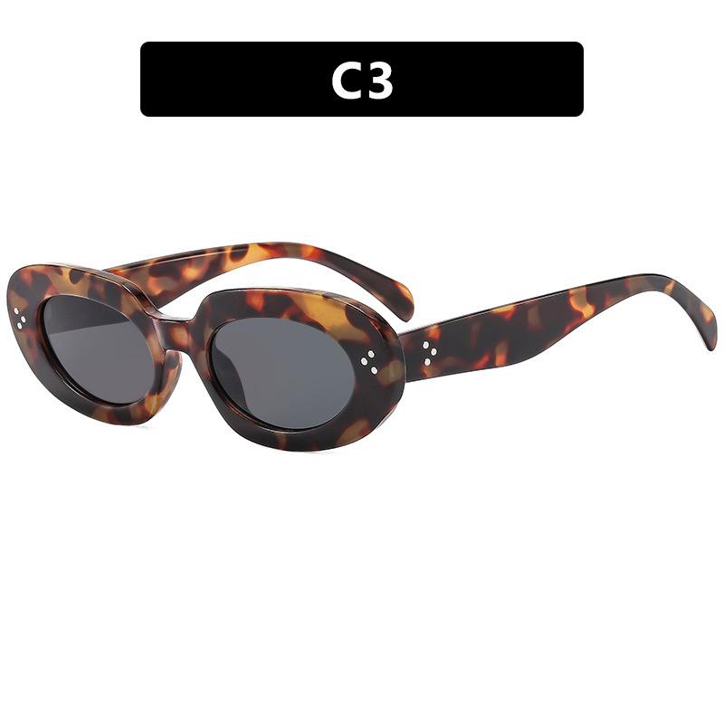 Classic Rivet Oval Sunglasses Women For Men  Vintage Sun Glasses Punk Popular Big Frame  Outdoor Travel Eyeglasses Uv400