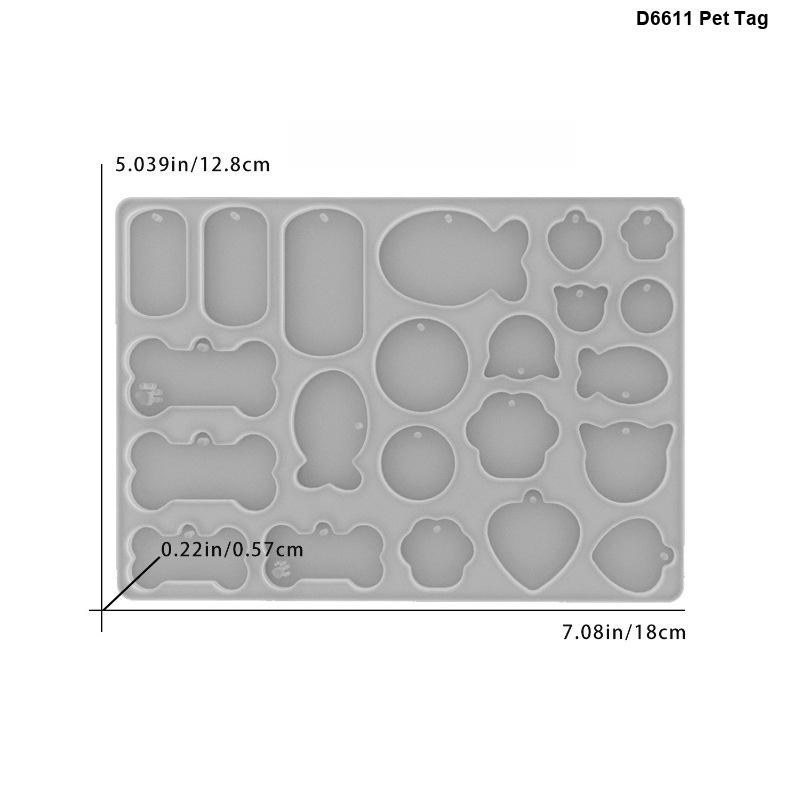 Early Riser D6611 Pet Tag Mold Keychain Resin Mold Decorative Pendant Mold for DIY Craft Accessories and Crystal Projects