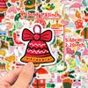 100 New Style Red Christmas Theme Pp Waterproof Stickers Decorate Window Door Gift Water Cup Stickers