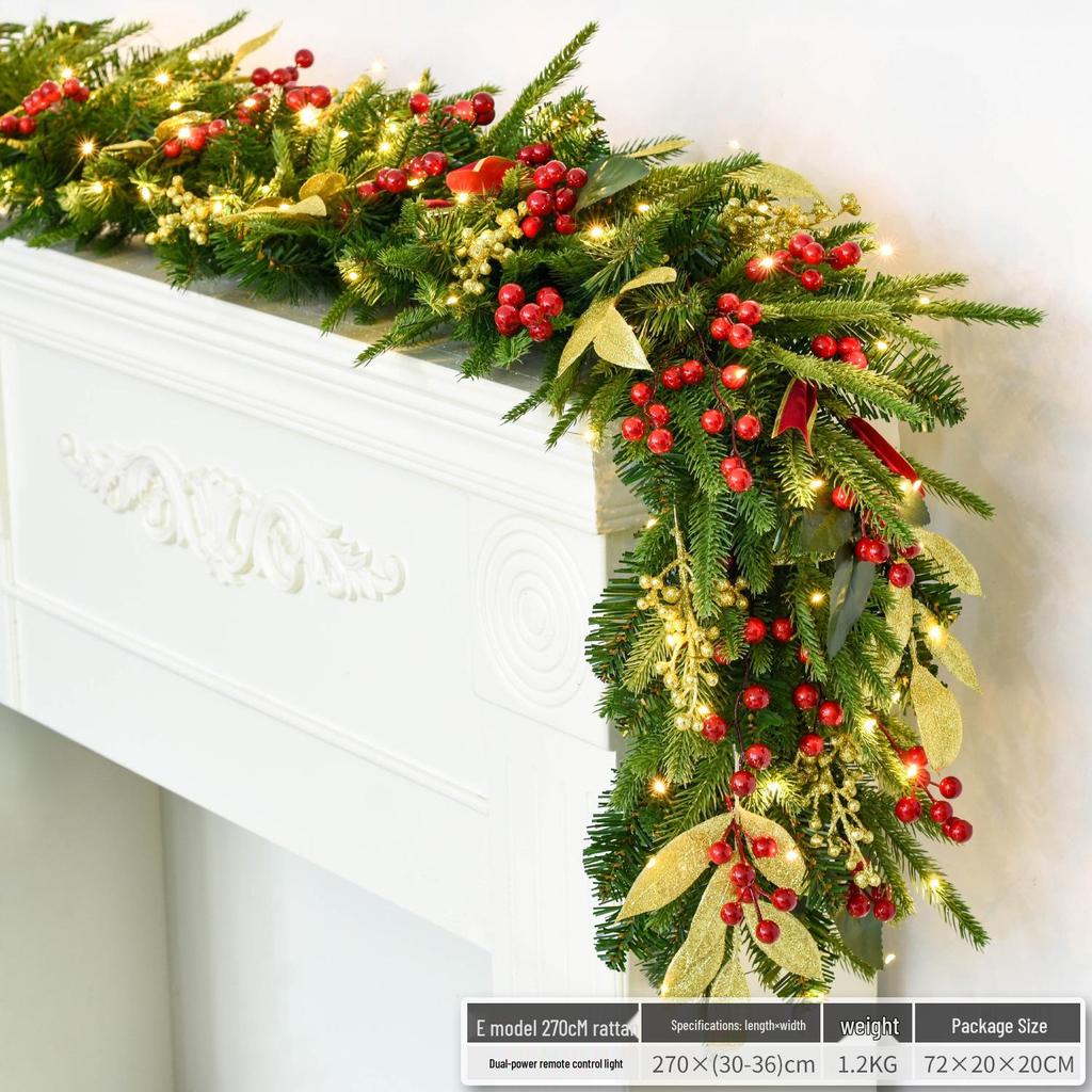 Christmas Glimmer: Garland Set for Tree, Window, and Fireplace with Flocked Leaf Ornaments