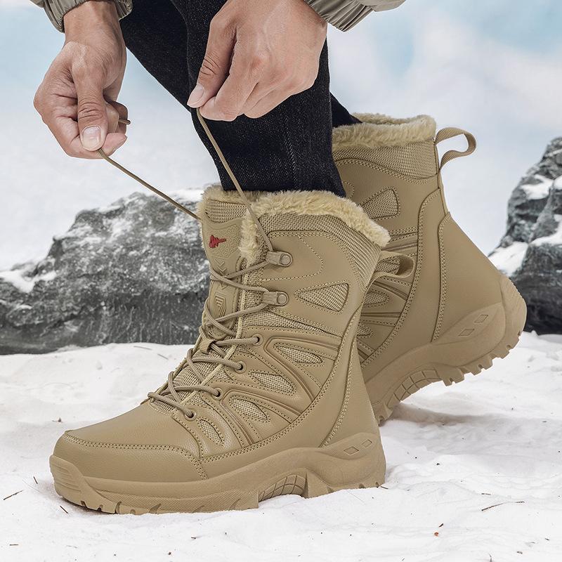 Winter velvet thickened cold-proof and warm cotton shoes men's outdoor off-road non-slip wear-resistant mountaineering boots comfortable snow boots