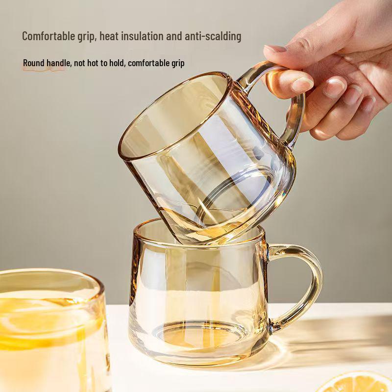 Tazza da Caffè in Vetro Soffiato a Mano da 360ml con Manico Elegante
