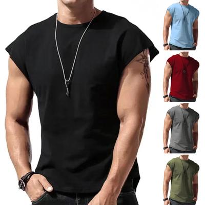 Men Summer T-shirt Sleeveless Solid Color Pullover Comfortable Breathable Daily Wear Casual Round Neck Men Summer Vest Men Clothes