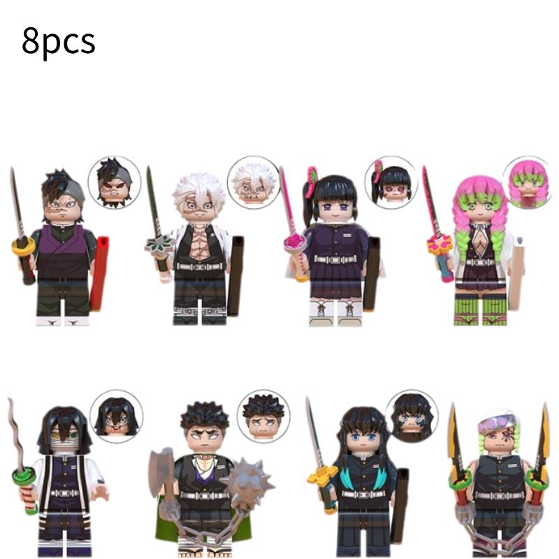 8pcs Slayer Demon Anime Character Building Blocks Assembly Toy Set Gift Children