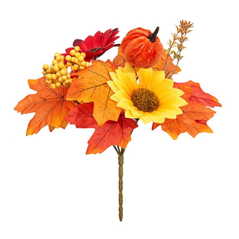 Seasonal Harvest Stem for Fall Vase Styling, Artificial Arrangement Piece for Table Display and Holiday Hosting