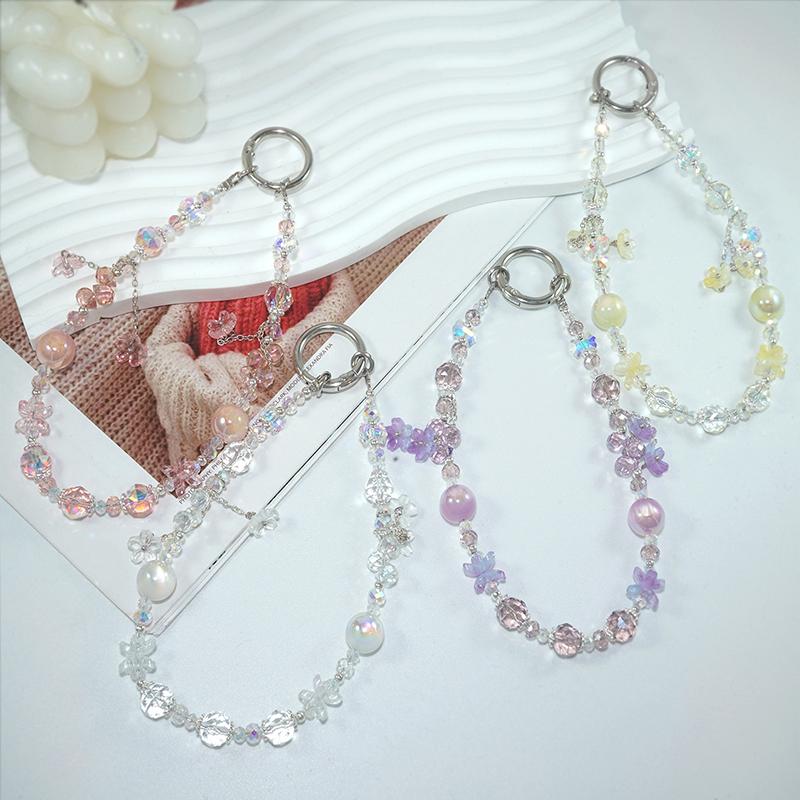 Y2K Aesthetic Cherry Tassel Phone Lanyard Exquisite Beaded Phone Chain Wristband Keyring Anti Lost Mobile Phone Charms