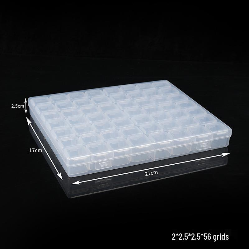 56-Grid Detachable Nail Art Storage Box, Transparent PP Organizer for Jewelry & Small Parts