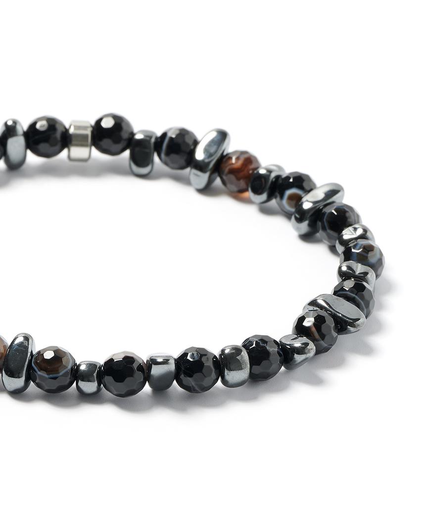 Jbans Classic Asymmetrical Seahorse Chip Mix Cut Black Agate Bracelet (C2503Ac1347_Bk)