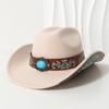 Embroidered Patch Double-curved Cowboy Hat for Men and Women, Fedora, Jazz Hat, Riding Hat, Western Cowboy Hat with Upturned Brim