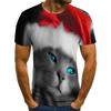 Summer Round Neck 3D Funny Cat Pattern Print Top Fashionable Casual Short Sleeved Men's T-shirts