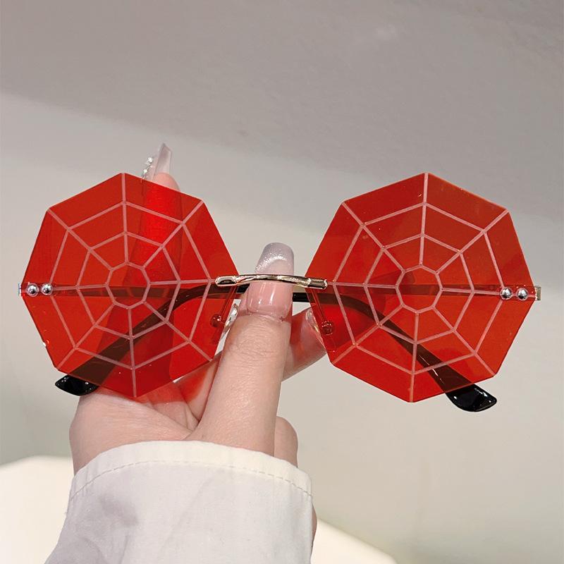 Lunettes de soleil non polarisées en forme de toile d'araignée pour hommes, sans monture, élégantes, amusantes, décoratives, pour femmes, tendance, chic, design de marque, lunettes de soleil rave