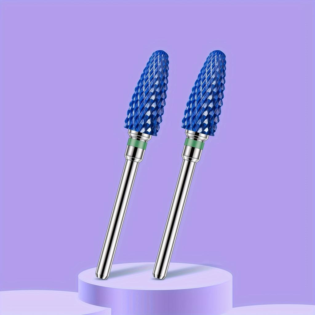 2PCS Tungsten Carbide Nail Drill Bits Gel Polish Remover 3/32 Inch Nail Art Files Cuticle Milling Cutter For Manicure Pedicure