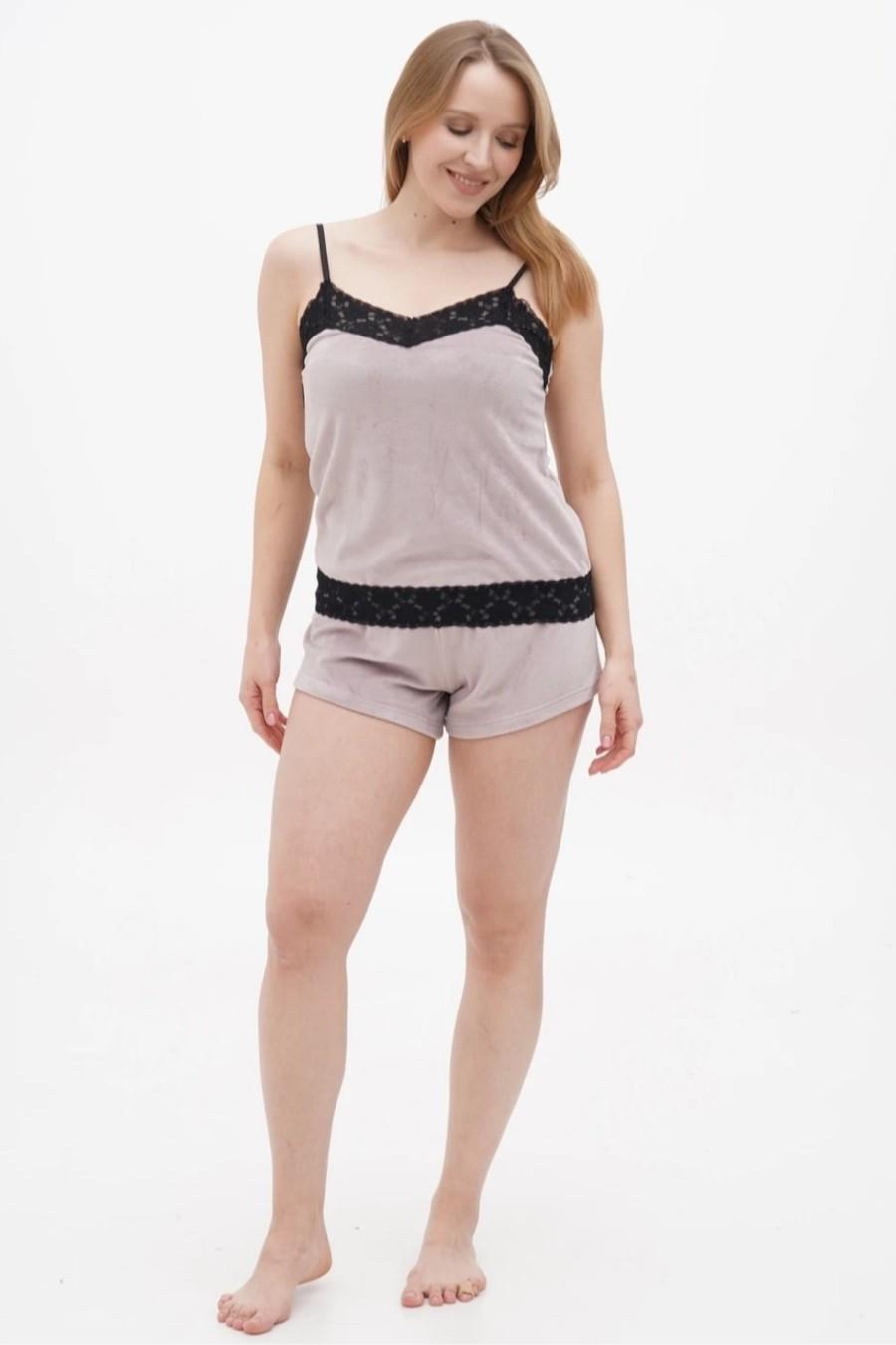 

комплект: топ і шортики Fleri (96643) 48(XL) прозорий колір чорний
