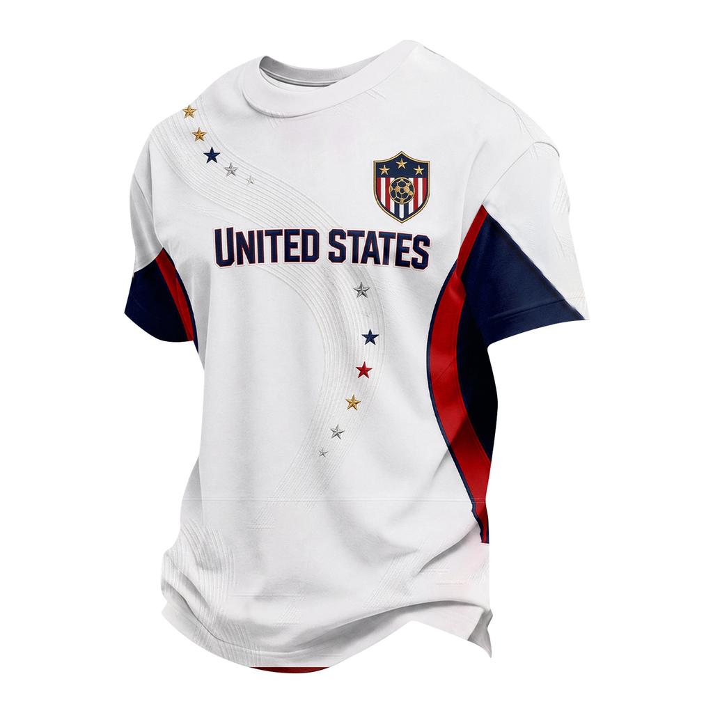 T-shirt Casual da Uomo con Stampa Calcio per Sport e Uso Quotidiano